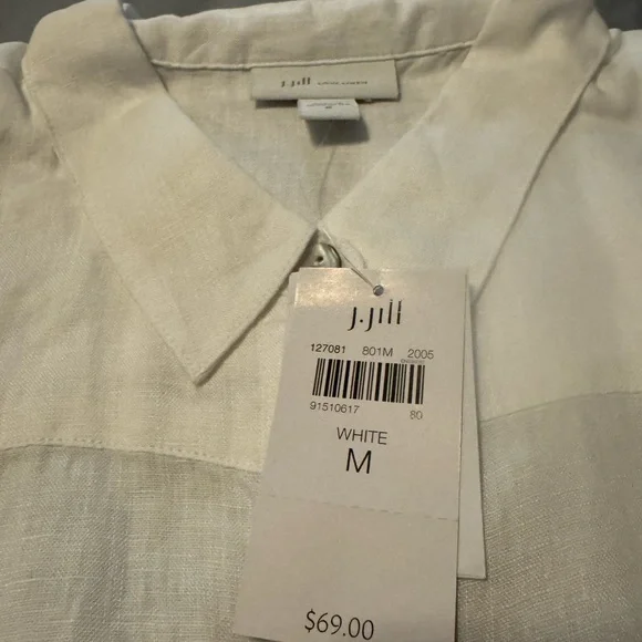 J. Jill NWT White Linen Blouse - Picture 3 of 5